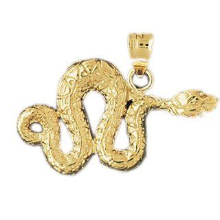 14K Yellow Gold Boa Constrictor Snake Pendant Jewelry