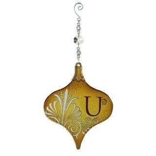 Shop Grasslands Road 8 Inch Glass Monogram Lantern Shape Initial Ornament with Crystal Swirled Hanger, Letter U at the  Home Dcor Store