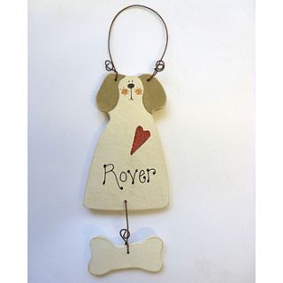 personalised dog and bone decoration by country heart