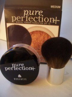 Borghese   Pure Perfection Mineral Powder Foundation Spf 15 + Natural Bristle Brush Set   Medium  Foundation Makeup  Beauty