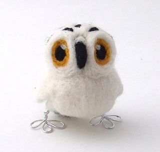 baby needle felted snowy owl by feltmeupdesigns