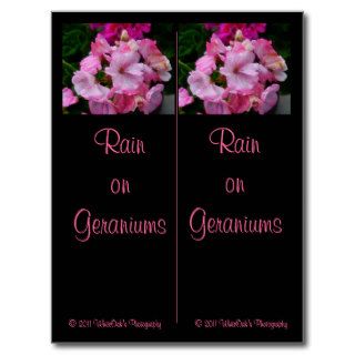 Rain on Geraniums Bookmarks  Postcard