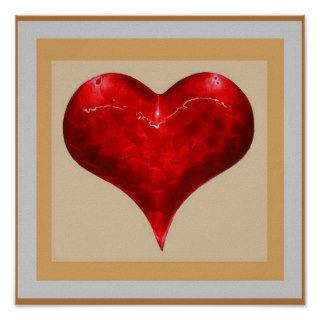 VINTAGE Romantic HEART  Jewel like Red  3D Shape Posters