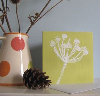 green seed head card by linen prints
