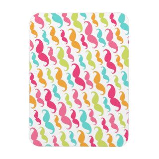 Colorful pink aqua trendy funny mustache pattern vinyl magnets