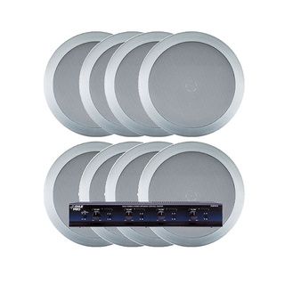 Pyle KTHSP85PSL 4 Room In Ceiling Home Speaker System w/Speaker Selector & Volume Control (Silver) Pyle In Wall/In Ceiling Speakers