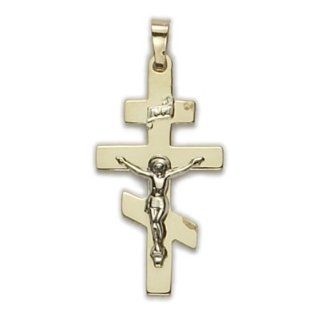 14K Gold Crucifix Pendant in a Orthodox Style Design 14K Gold Jewelry 14K Gold Crucifix Pendants Gift Boxed Pendant Necklaces Jewelry