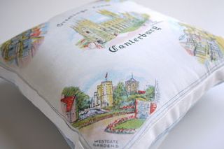 vintage silk souvenir cushion by clare carter designs