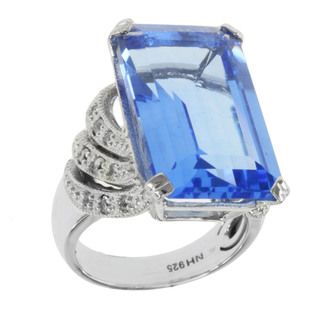 Michael Valitutti Sterling Silver Blue Quartz and White Sapphire Ring Michael Valitutti Gemstone Rings