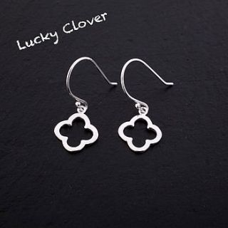 sterling silver lucky clover hook earrings by lovethelinks