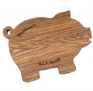 personalised oak pig chopping board by wooden keepsakes