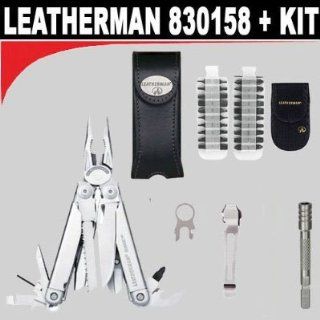 Leatherman (830158) Surge with Leather Sheath + Leatherman (931009) Bit Driver Extention Kit + Leatherman (934850) Quick Release Pocket Clip and Lanyard Ring + Leatherman (934870) 42 Bit Assortment with Nylon Sheath 