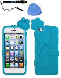 IMAGITOUCH(TM) 3 Item Combo APPLE iPhone 5 5S Tropical Teal Frog Peeking Pets Skin Cover (Stylus pen, Pry Tool, Phone Cover) Cell Phones & Accessories