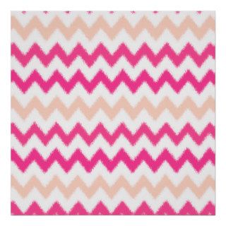 Ikat Pink Andes Aztec Chevron stripes pattern Poster