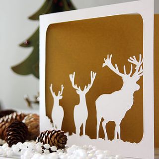 stags silhouette christmas card by whole in the middle