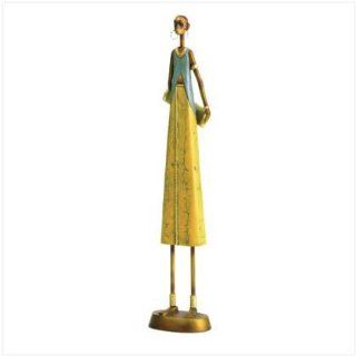 African Theme Tall Tribal Woman Figurine Figure Statue  