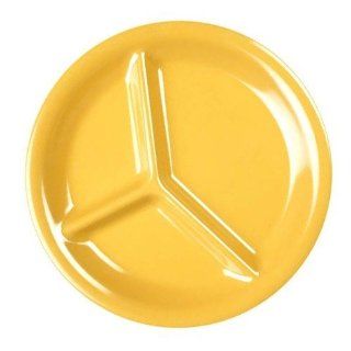 10 1/4" Yellow 3 Compartment Melamine Plate 12 / Pack Kitchen & Dining