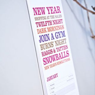 2014 typographic calendar by rosie robins