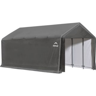 ShelterLogic ShelterTube Peak Style Storage Shelter — Gray, 8-Leg, 25ft.L x 12ft.W x 11ft.H, Model# 62807  House Style Instant Garages