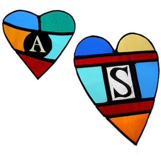 your initial on a stained glass heart by gift horse knit kits