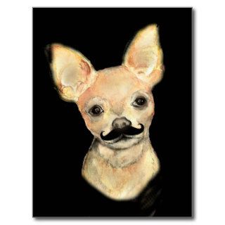 Mustache on a Cute Dog Humor Post Cards