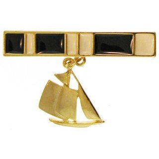 Vintage Nautical Bar Pin, Sailboat, Jonette Jewelry. Quality Made in USA, in Gold Brooches And Pins Jewelry