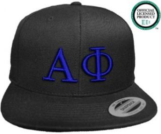 ALPHA PHI Flat Brim Snapback Hat Royal Letters / Alpha Phi  Fraternity Cap Clothing