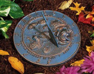 12" Diameter Frog Large Sundial, French Bronze  Sun Dial  Patio, Lawn & Garden