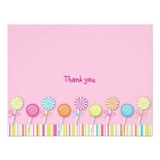 Sweet Lollipop Candy Thank You Note Cards Personalized Announcement