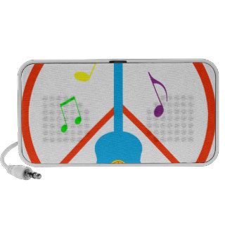 Peace Sign Guitar and Music Notes Mini Speaker