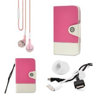 PU Leather Folio Flip cover wallet stand case for Samsung Galaxy note 2 n7100 (Rose / White) Cell Phones & Accessories
