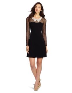 Only Hearts Women's Noisette A Line Lace Yoke with Collar Dress, Black, Medium