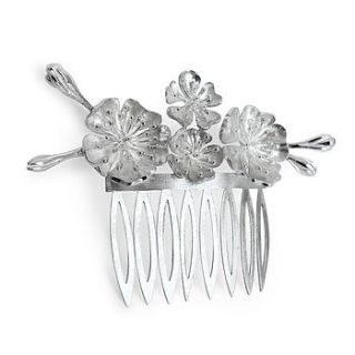 silver julieta floral bridal hairpiece large by arabel lebrusan