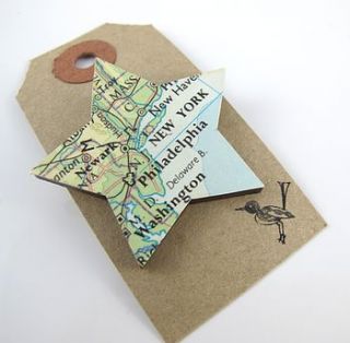 star shaped custom vintage map brooch by under a glass sky