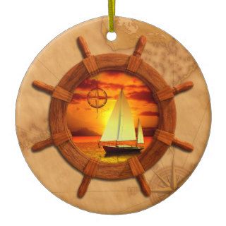 Sailboat Sunset Christmas Ornament