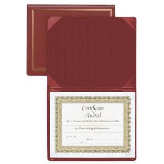 VIO07511   Deluxe Certificate Folder, Gold Trim, 11 1/2x9, Burgundy  Office Supplies 