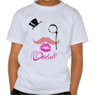 Funny pink moustache, monocle kiss & french oulala tees