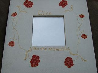 personalised any message flower mirror by heart in art