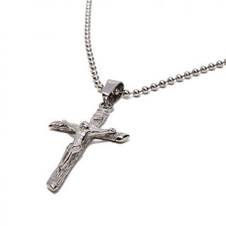 Men's Stainless Steel Crucifix Pendant with 24" Bead Chain