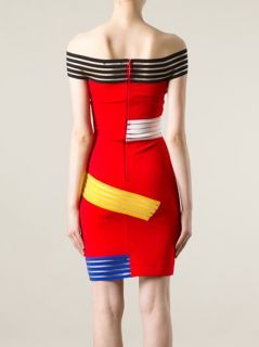 Christopher Kane Contrast Striped Off shoulder Dress   Eraldo