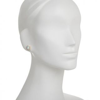 Absolute™ Simulated Opal Princess Style Stud Earrings