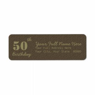 Burlap Country Rustic 50th Birthday Party Return Address Label