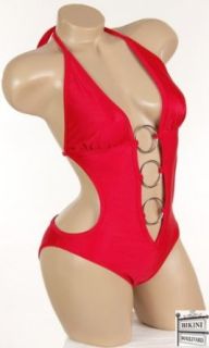 Sexy Low Plunge Red Cut Out 1 pc Monokini Swimsuit MISSES SIZE XS Fashion One Piece Swimsuits Clothing