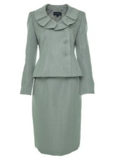 EVAN PICONE Faux Double Breasted Pleated Collar Jacket/Skirt Suit