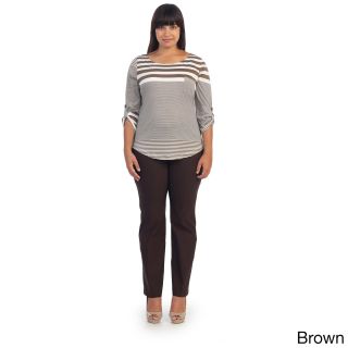 Womens Plus Size Striped 3/4 sleeve Top