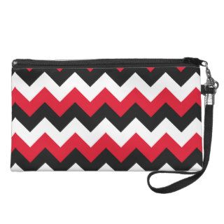 Red Black and White Zigzag Wristlet Clutch