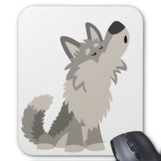 Cute Howling Cartoon Wolf Mousepad