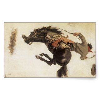 Vintage Cowboy on a Bucking Bronco Horse, Western Rectangle Sticker