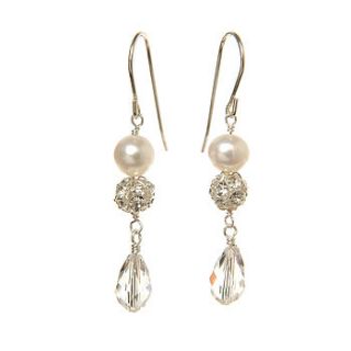 angel pearl and crystal earrings by yarwood white