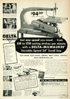 1949 Ad Delta Milwaukee Variable Speed Scroll Saw 682A E. Vienna Ave Power Tool   Original Print Ad   Delta Scroll Saw Parts